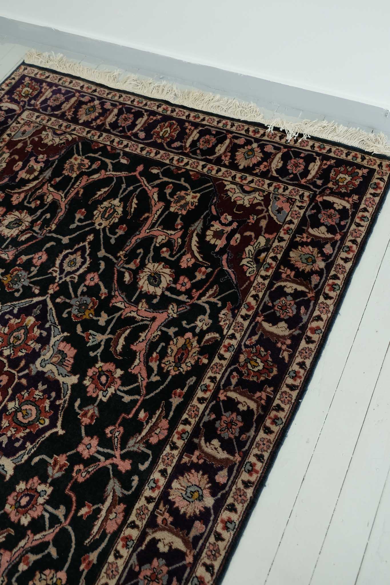 Deep Violet Knotted Persian Area Rug 5'3" x 8'6"
