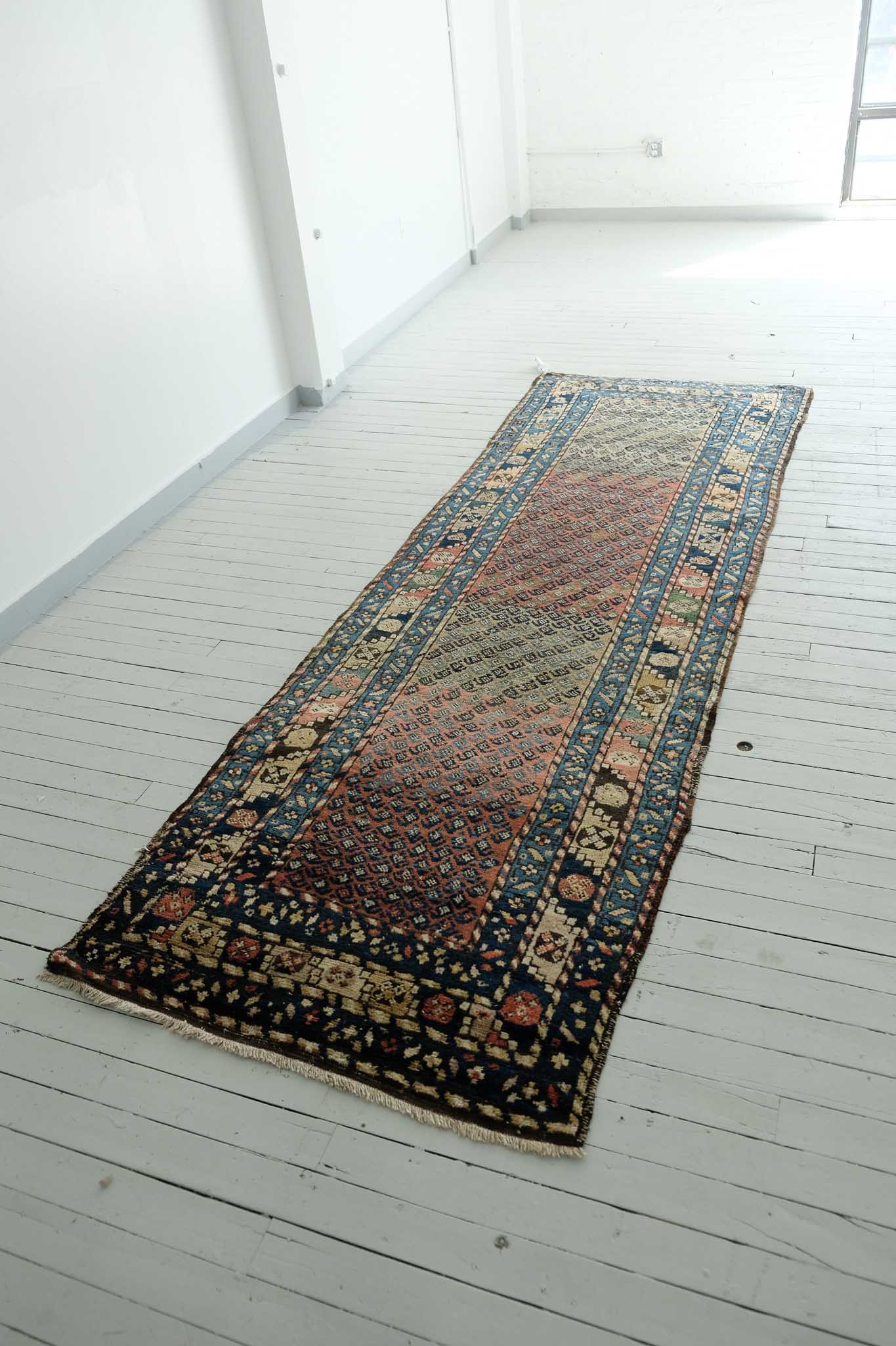 Moroccan Hand Knotted Wool Oriental Runner Rug 3'10 x 11'10