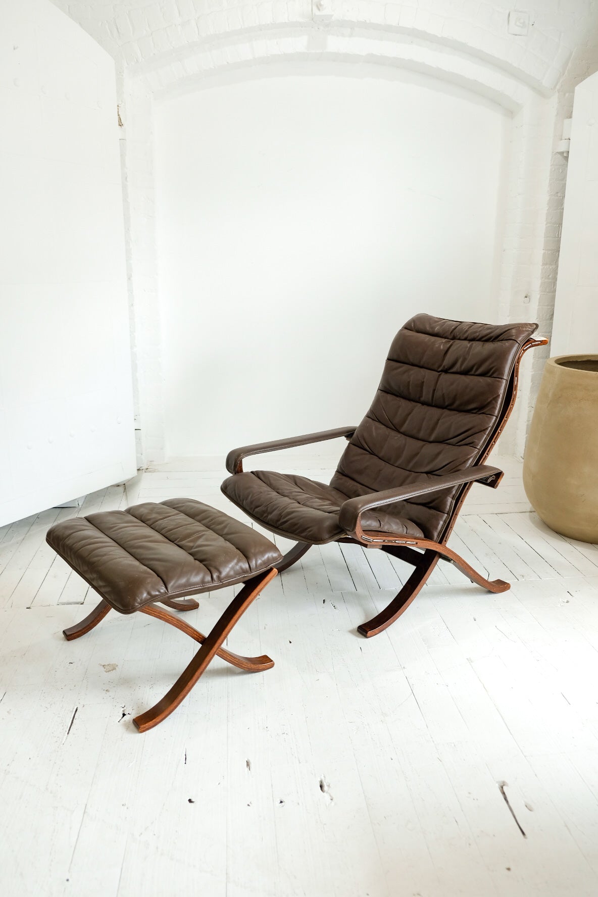 Westnofa "Flex" Leather Lounge Chair & Ottoman