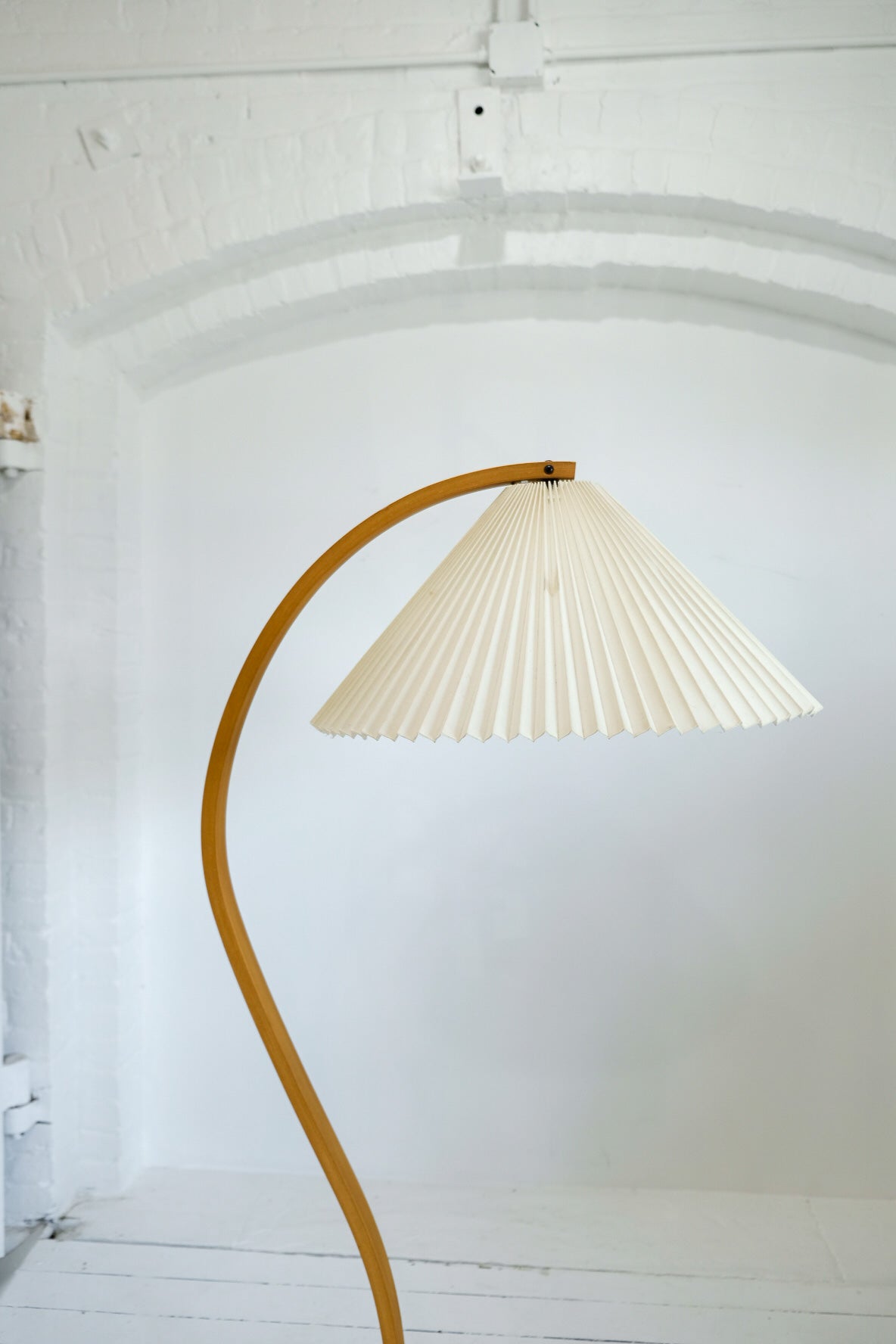 1970's Mads Caprani Danish Floor Lamp with Pleated Shade