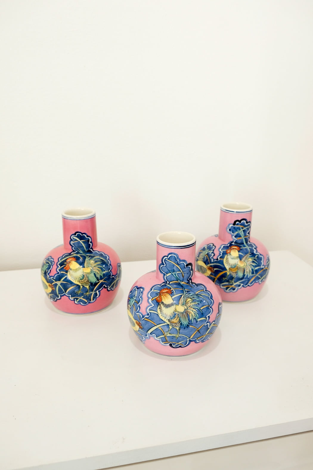 Vintage Kinkozan Japanese Bottle Vase Rooster