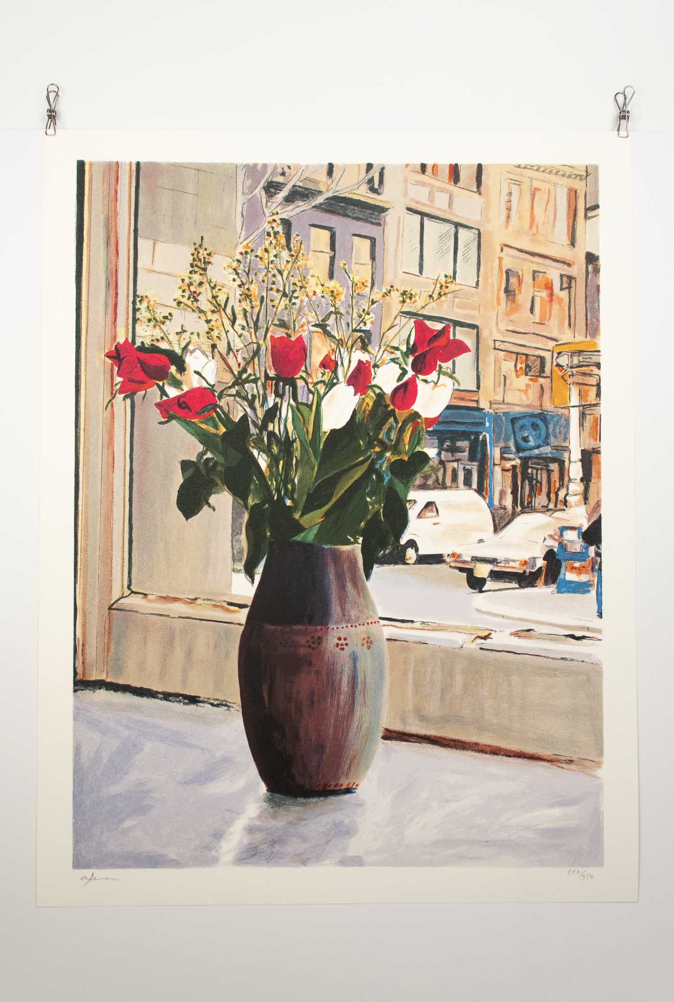 Arie Azene Limited Edition Serigraph "Red Flowers"
