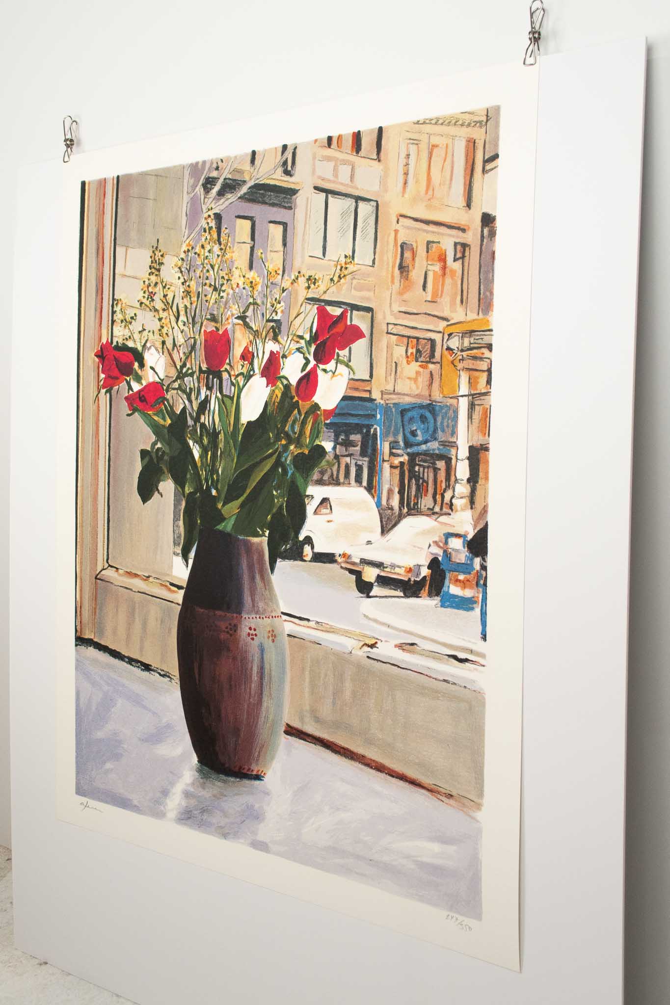 Arie Azene Limited Edition Serigraph "Red Flowers"