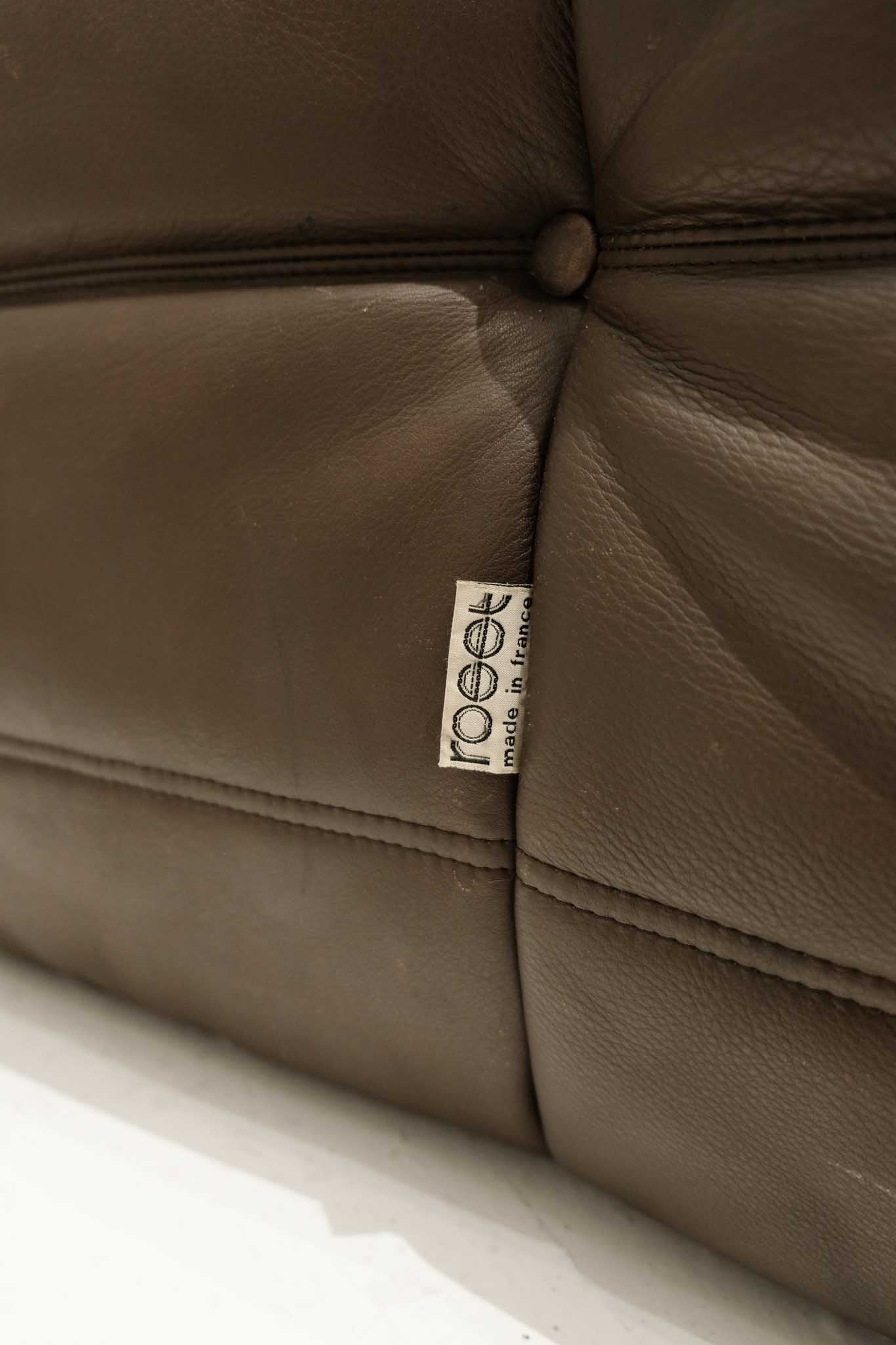 Ligne Roset Brown Leather Loveseat Togo Sofa by Michel Ducaroy : RENTAL