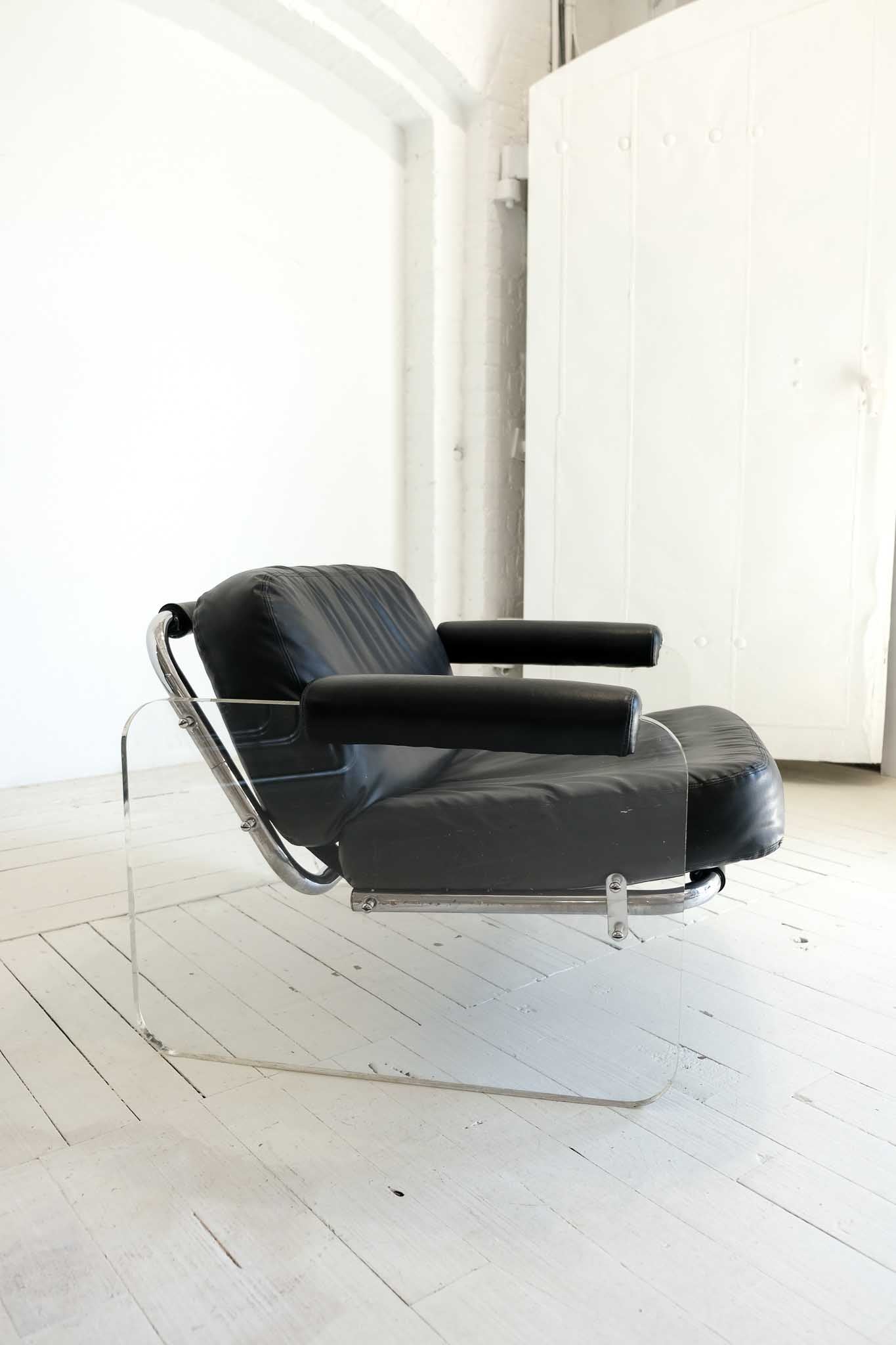 Pace Boxed Lucite and Chrome Armchair : RENTAL