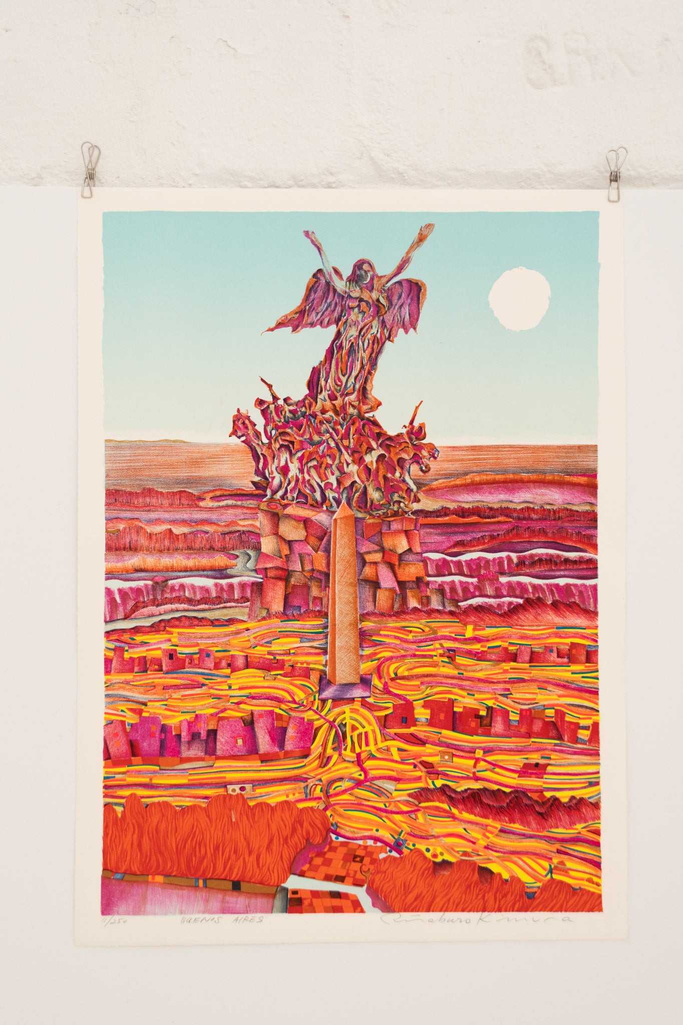 Risaburo Kimura "Buenos Aires" 1973 Silkscreen on BFK Rives Print