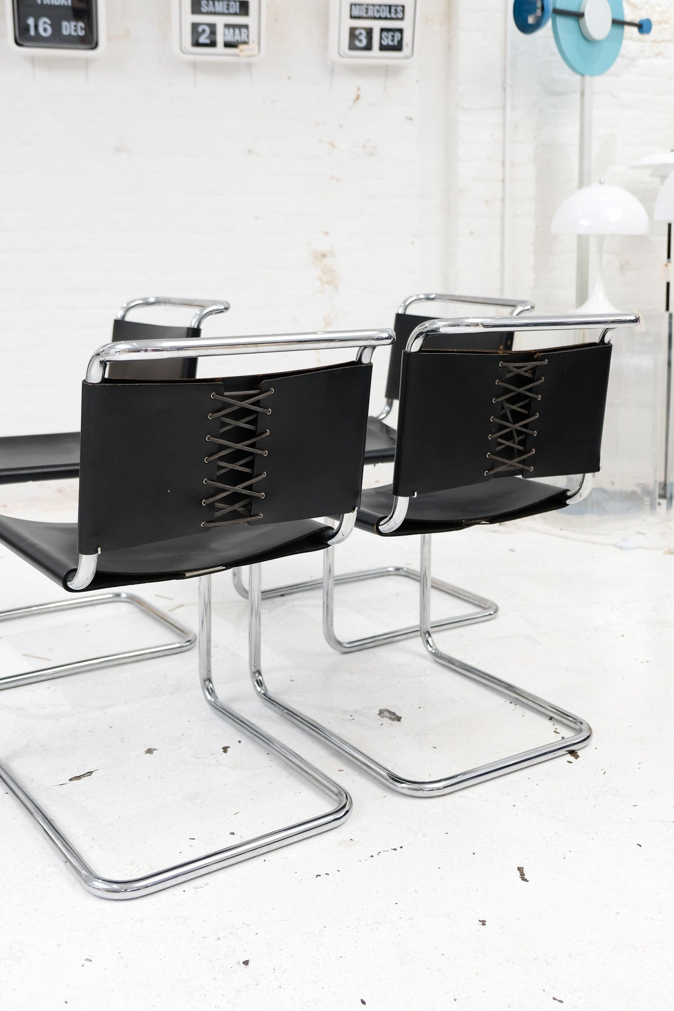 'Spoleto' Style Chrome & Leather Chairs