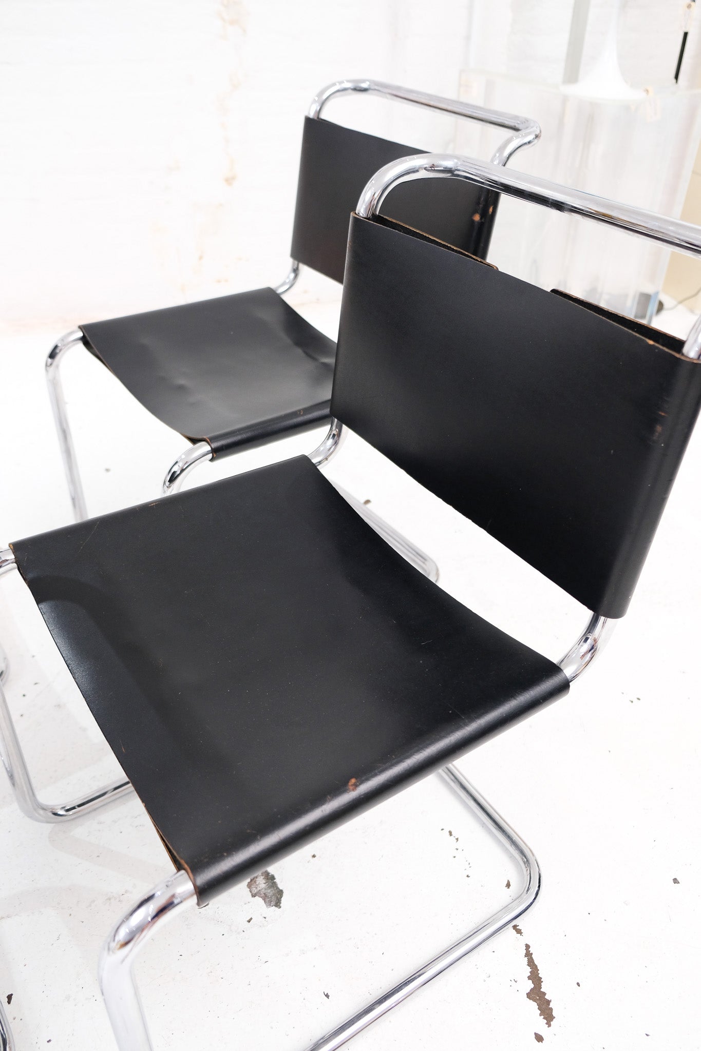 'Spoleto' Style Chrome & Leather Chairs