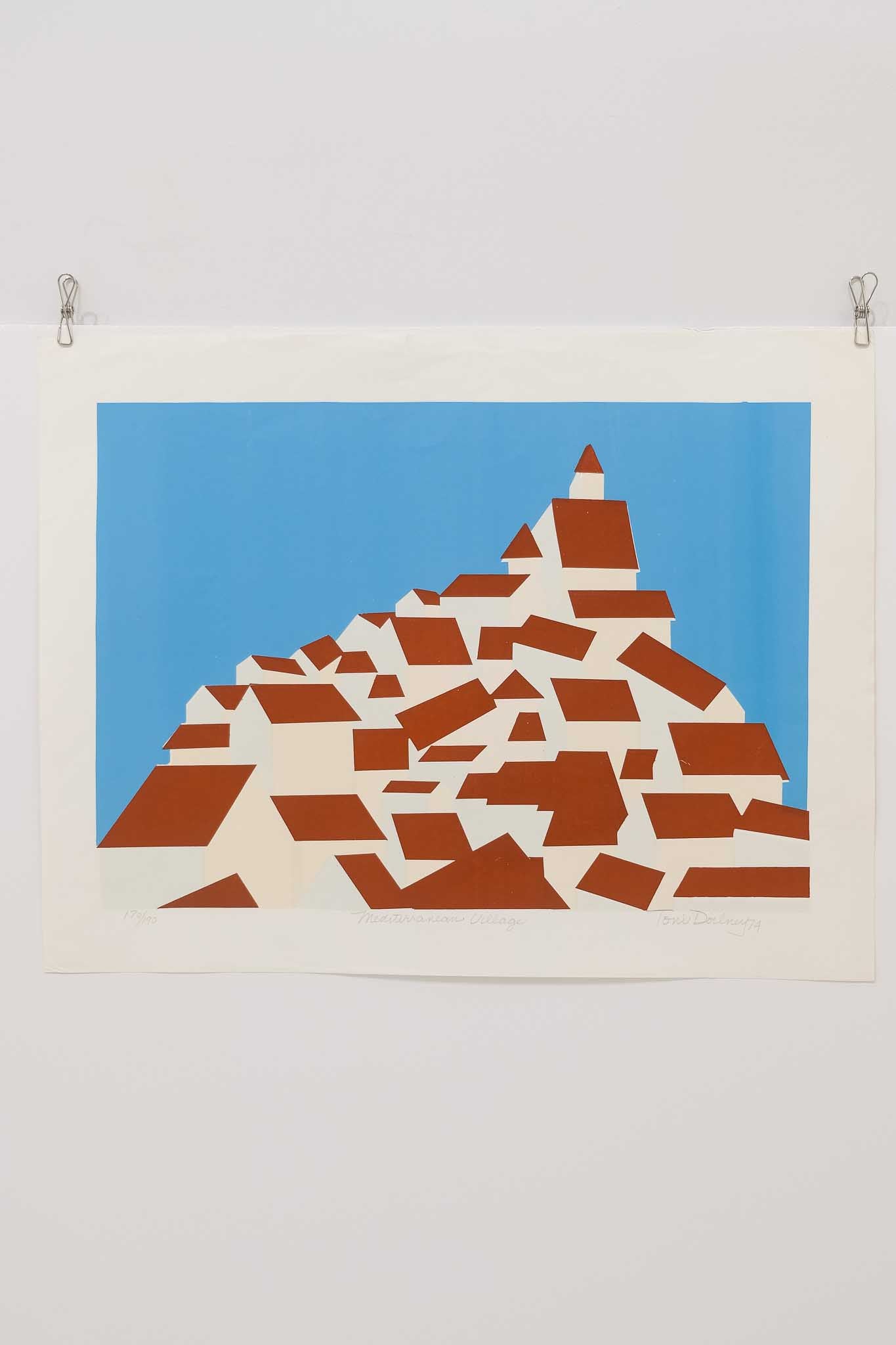 Toni Doilney "Mediterranean Village" 1974 Print