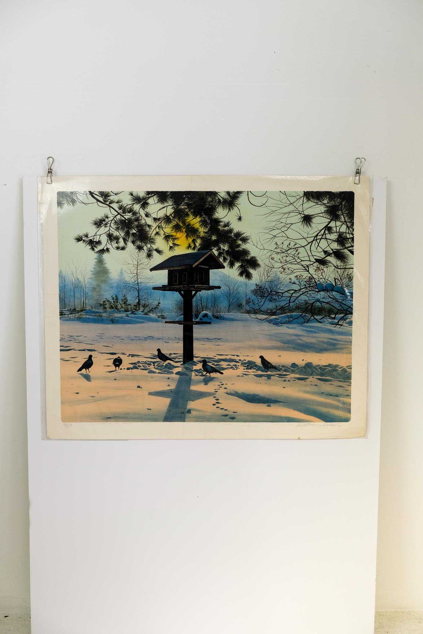 William Nelson 1960s "Birdhouse" Lithograph Print