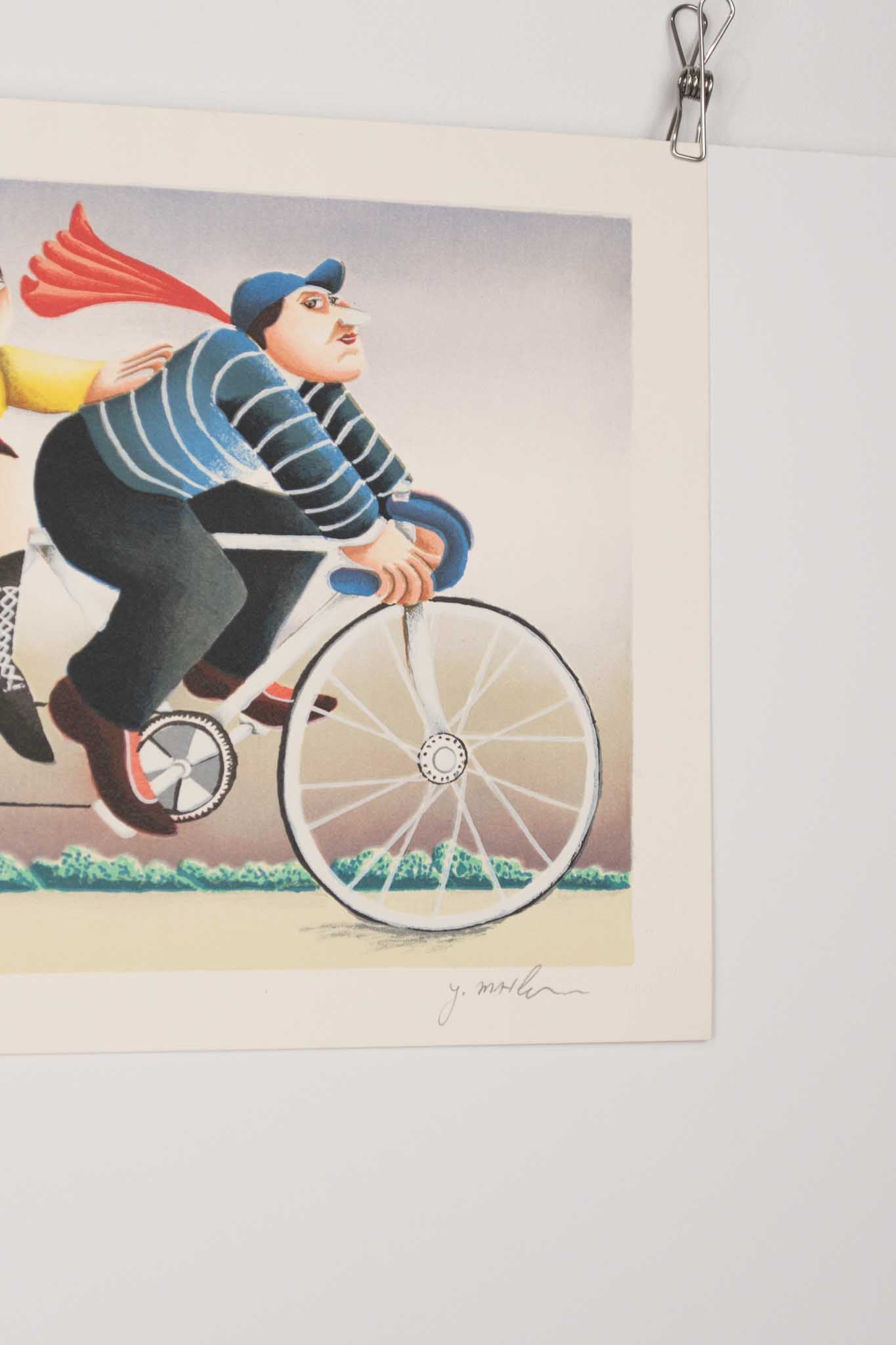Yuval Mahler "Everyone is on the Bike" Lithograph Print