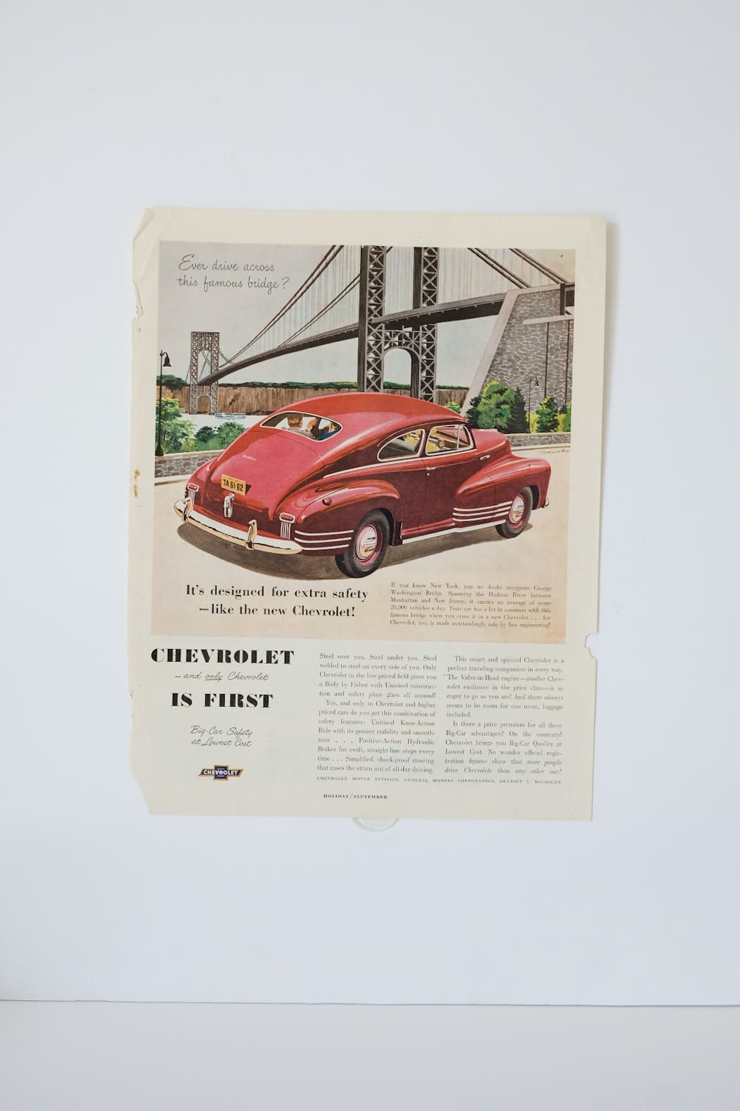 Chevrolet is First Print Ad