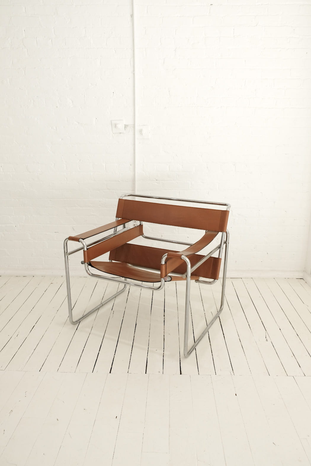 Knoll Stendig Wassily Chair by Marcel Breuer in Brown Leather