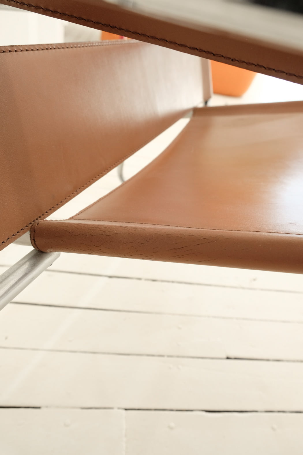 Knoll Stendig Wassily Chair by Marcel Breuer in Brown Leather