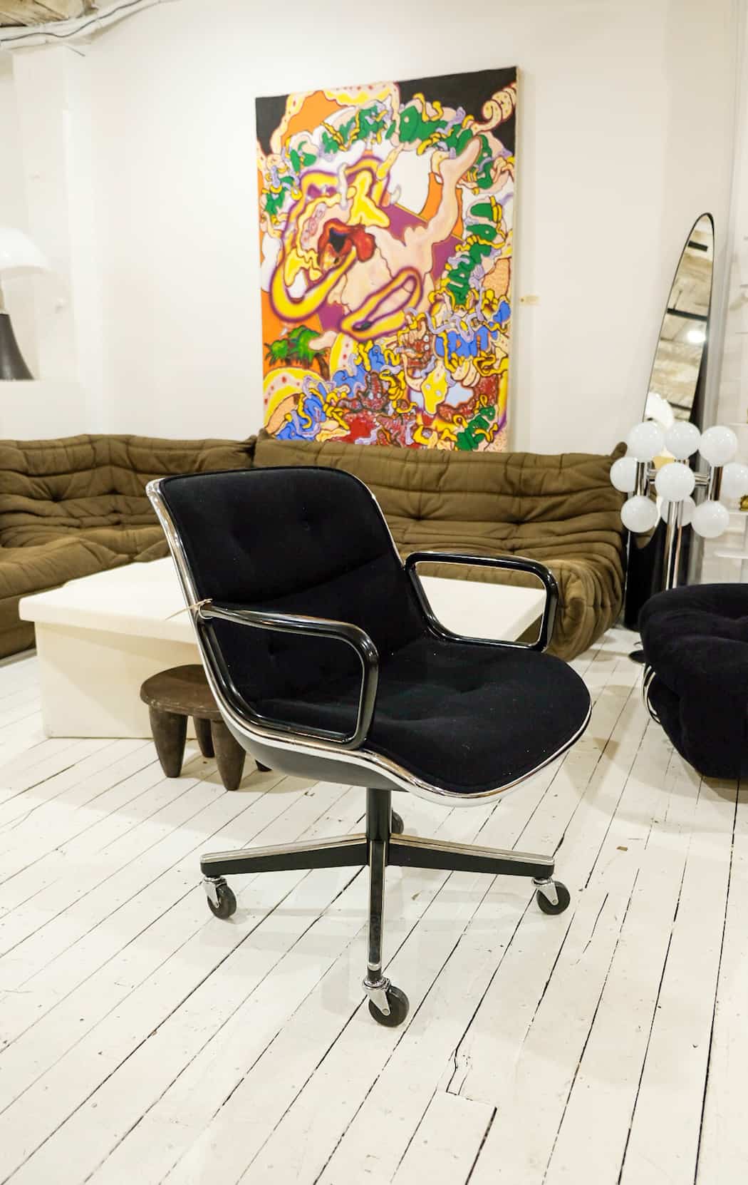 Vintage Knoll Pollock Fabric Executive Chair