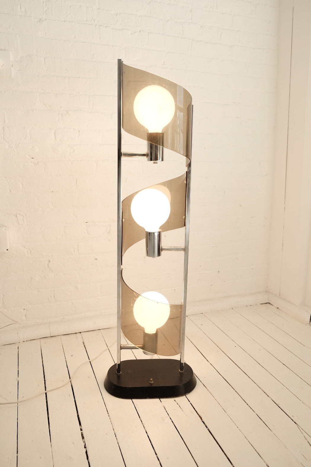 Smoked Lucite Three-Globed Table Lamp